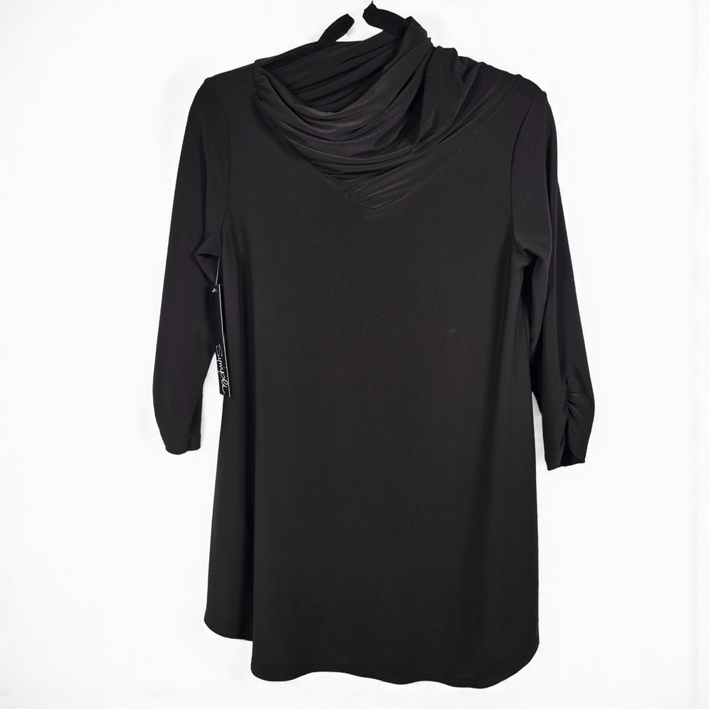 Sympli Manhattan Tunic Top‎ Woman Size 8 Cowl Neck 3/4 Sleeve Espresso Brown NWT